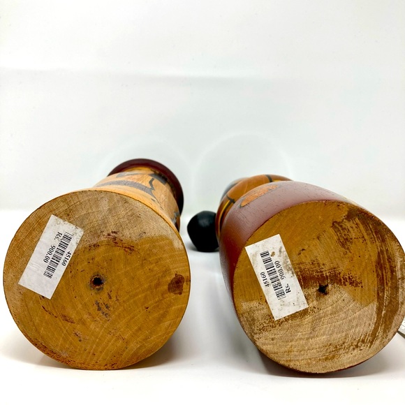 Large folk art wooden hand painted candle sticks - Picture 7 of 8